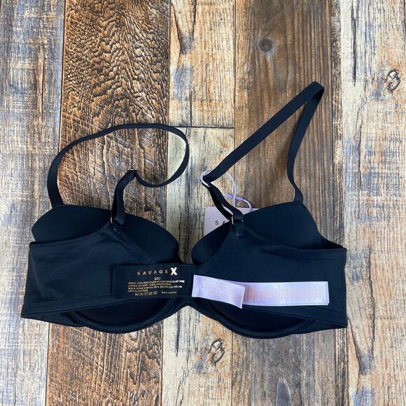 Savage X Fenty by Rihanna Women's 32C Caviar Black Soft N Savage Padded Demi Bra - Picture 13 of 16